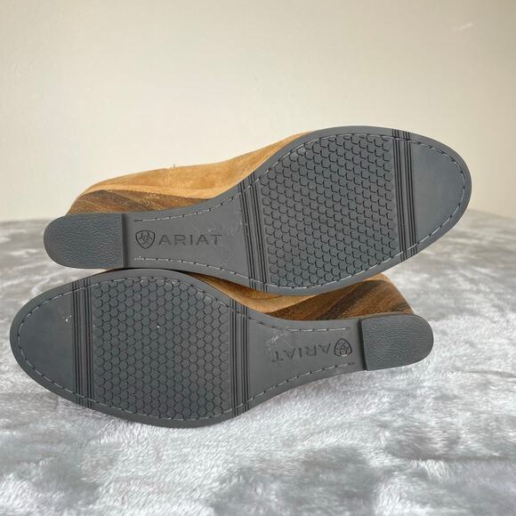 Ariat Womens Booties Sz 9 Belle Brown Suede Wedge Chunky Platform Boho Western - Picture 9 of 9